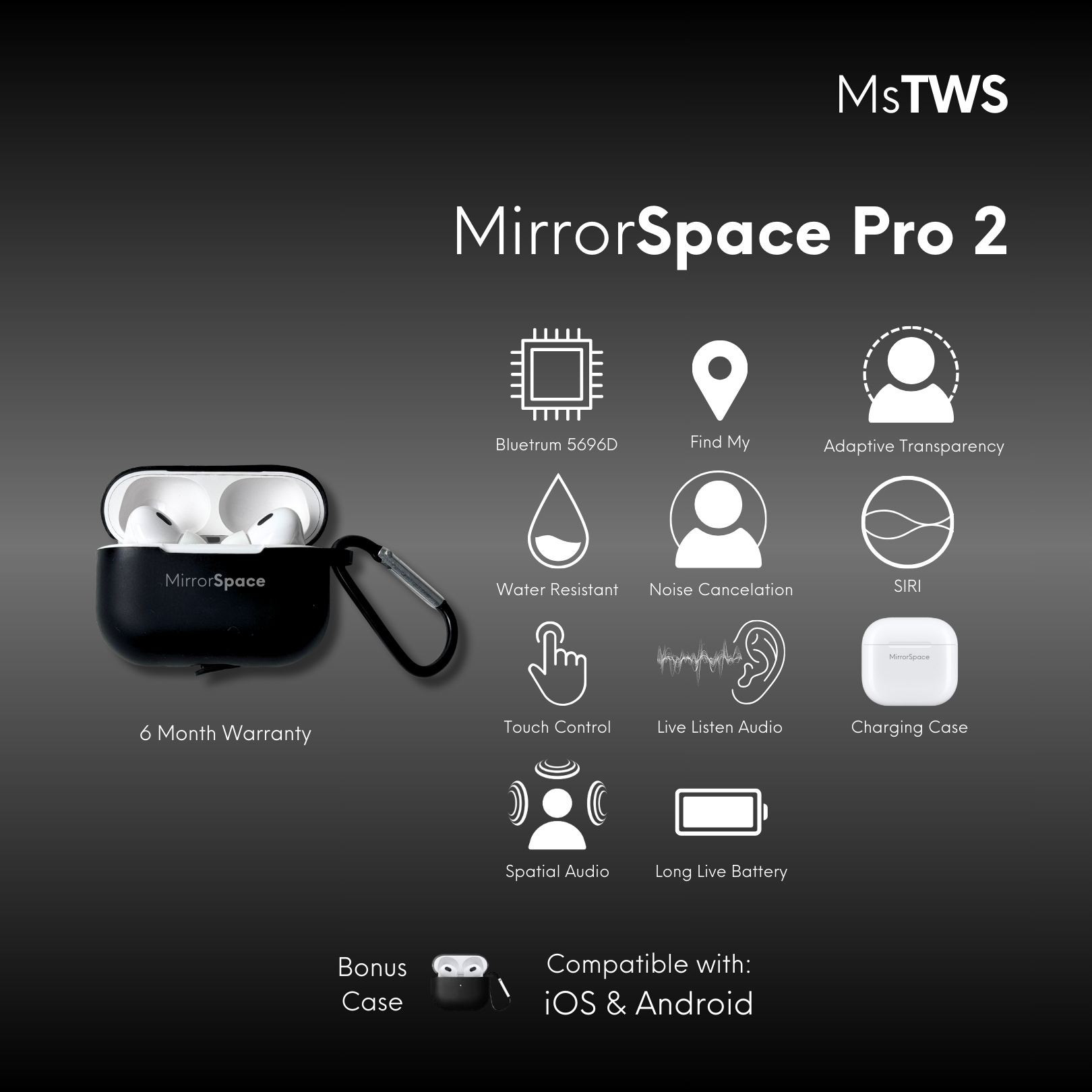 Ms Tws - MirrorSpace Pro 2 Wireless Charging Case - MirrorSpace